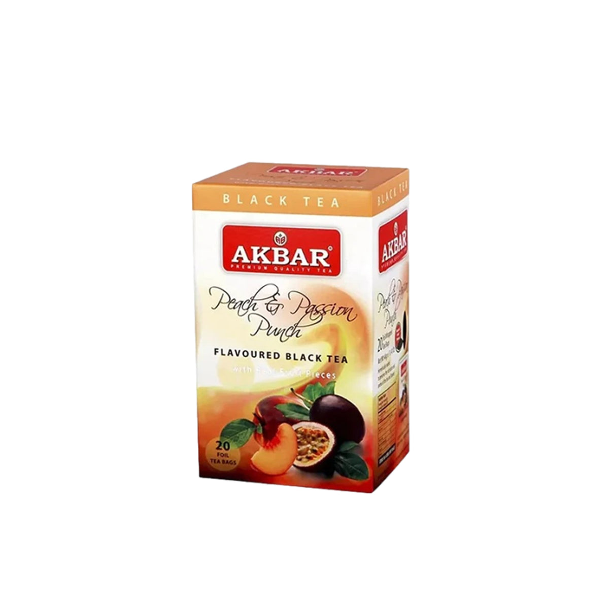 TÉ NEGRO SABOR DURAZNO Y MARACUYÁ - 20 BOLSITAS - 14x9x8